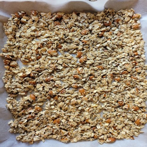 Homemade Salty Oil-Free Almond Flavored Granola - Conflicted Vegan